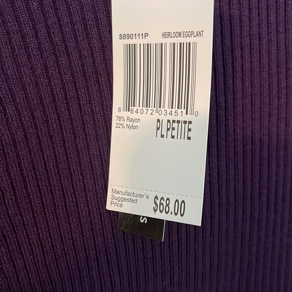 Purple Stretchy long sleeve top with Peplum bottom, PL, NWT - Picture 5 of 7